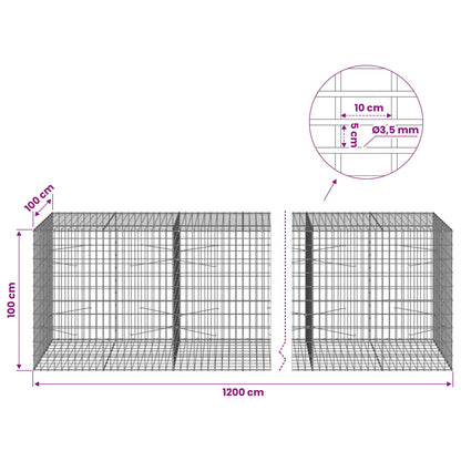 Gabion with 3.5 mm Wire and 5x10 cm Mesh 1200x100x100 cm