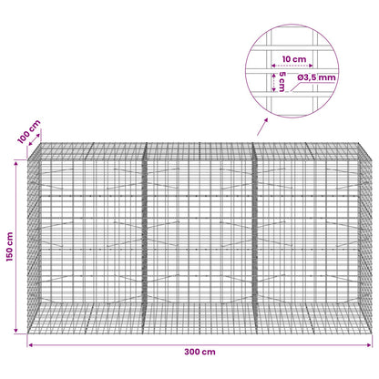 Gabion with 3.5 mm Wire and 5x10 cm Mesh 300x100x150 cm