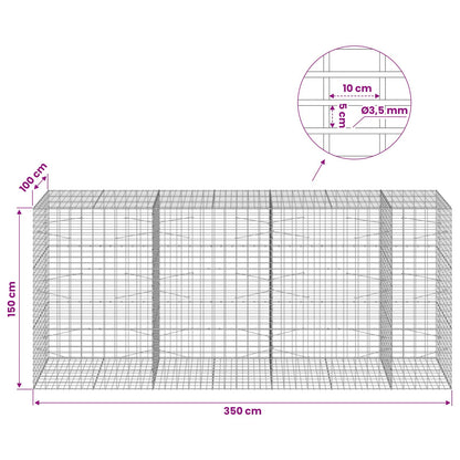 Gabion with 3.5 mm Wire and 5x10 cm Mesh 350x100x150 cm