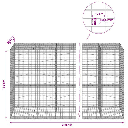 Gabion with 3.5 mm Wire and 5x10 cm Mesh 750x100x150 cm