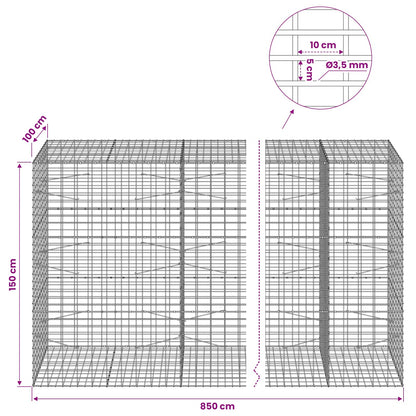 Gabion with 3.5 mm Wire and 5x10 cm Mesh 850x100x150 cm