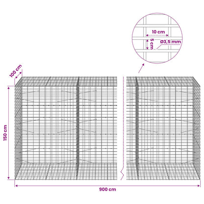 Gabion with 3.5 mm Wire and 5x10 cm Mesh 900x100x150 cm