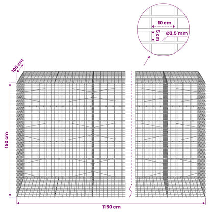 Gabion with 3.5 mm Wire and 5x10 cm Mesh 1150x100x150 cm