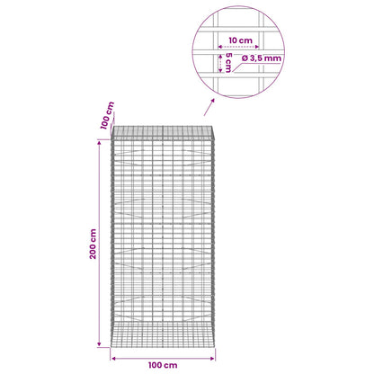 Gabion with 3.5 mm Wire and 5x10 cm Mesh 100x100x200 cm