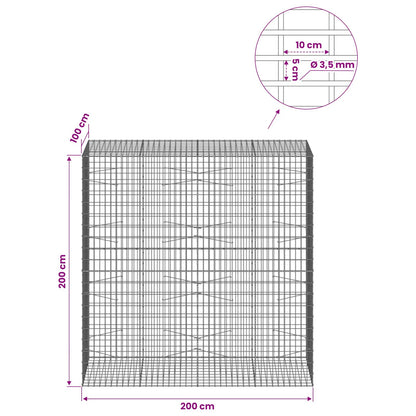 Gabion with 3.5 mm Wire and 5x10 cm Mesh 200x100x200 cm