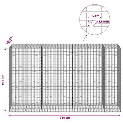 Gabion with 3.5 mm Wire and 5x10 cm Mesh 350x100x200 cm