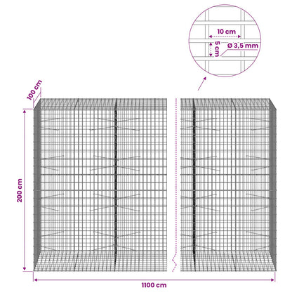 Gabion with 3.5 mm Wire and 5x10 cm Mesh 1100x100x200 cm