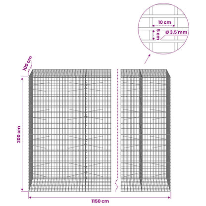 Gabion with 3.5 mm Wire and 5x10 cm Mesh 1150x100x200 cm