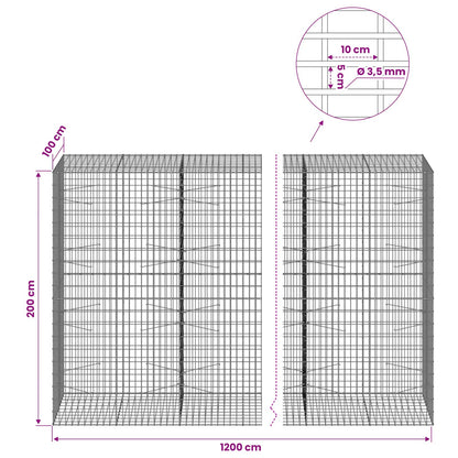 Gabion with 3.5 mm Wire and 5x10 cm Mesh 1200x100x200 cm