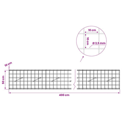 Gabion with 3.5 mm Wire and 10x10 cm Mesh 400x10x50 cm