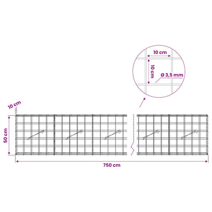 Gabion with 3.5 mm Wire and 10x10 cm Mesh 750x10x50 cm