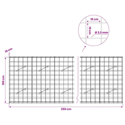 Gabion with 3.5 mm Wire and 10x10 cm Mesh 350x10x100 cm