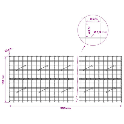 Gabion with 3.5 mm Wire and 10x10 cm Mesh 550x10x100 cm