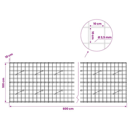 Gabion with 3.5 mm Wire and 10x10 cm Mesh 600x10x100 cm