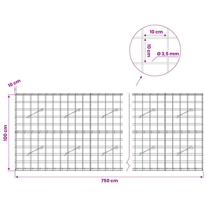 Gabion with 3.5 mm Wire and 10x10 cm Mesh 750x10x100 cm