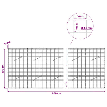 Gabion with 3.5 mm Wire and 10x10 cm Mesh 850x10x100 cm