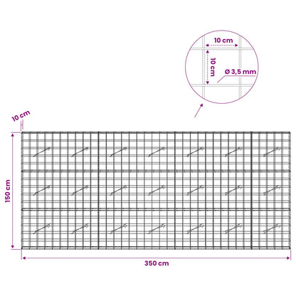 Gabion with 3.5 mm Wire and 10x10 cm Mesh 350x10x150 cm