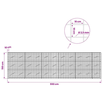 Gabion with 3.5 mm Wire and 10x10 cm Mesh 550x10x150 cm