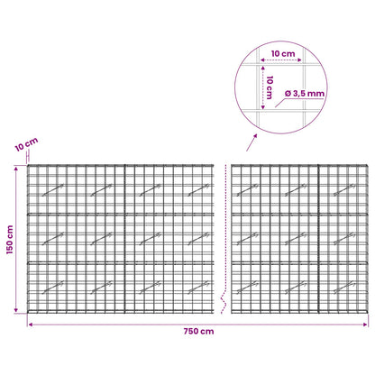 Gabion with 3.5 mm Wire and 10x10 cm Mesh 750x10x150 cm