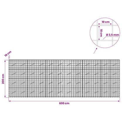 Gabion with 3.5 mm Wire and 10x10 cm Mesh 600x10x200 cm