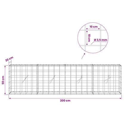Gabion with 3.5 mm Wire and 10x10 cm Mesh 200x20x50 cm