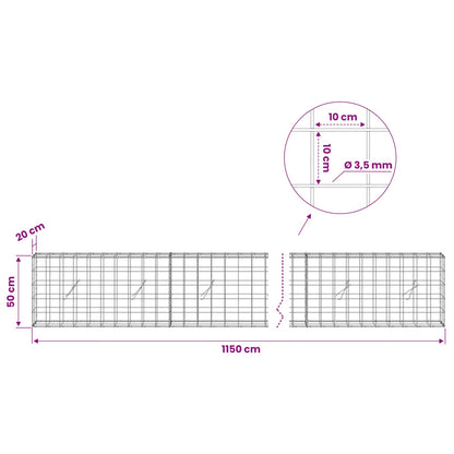 Gabion with 3.5 mm Wire and 10x10 cm Mesh 1150x20x50 cm