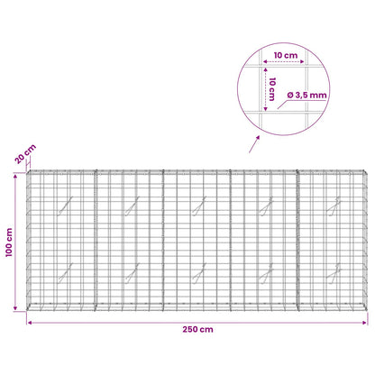Gabion with 3.5 mm Wire and 10x10 cm Mesh 250x20x100 cm
