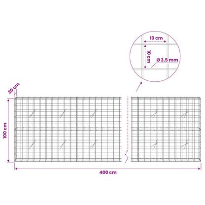 Gabion with 3.5 mm Wire and 10x10 cm Mesh 400x20x100 cm