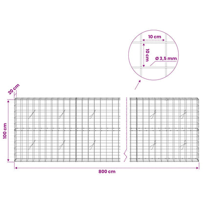Gabion with 3.5 mm Wire and 10x10 cm Mesh 800x20x100 cm