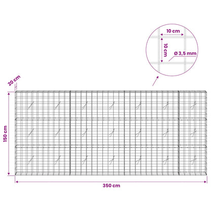 Gabion with 3.5 mm Wire and 10x10 cm Mesh 350x20x150 cm