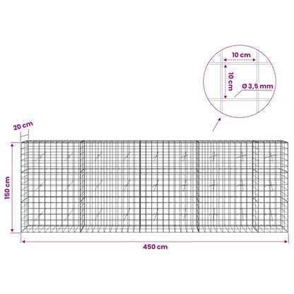 Gabion with 3.5 mm Wire and 10x10 cm Mesh 450x20x150 cm