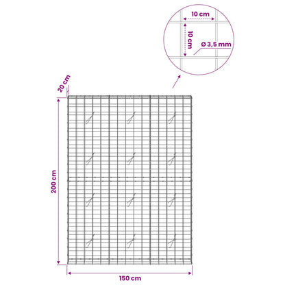 Gabion with 3.5 mm Wire and 10x10 cm Mesh 150x20x200 cm