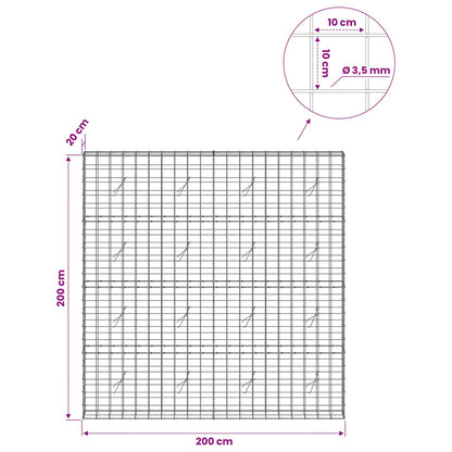 Gabion with 3.5 mm Wire and 10x10 cm Mesh 200x20x200 cm