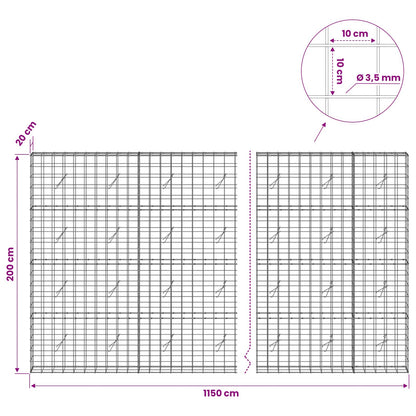 Gabion with 3.5 mm Wire and 10x10 cm Mesh 1150x20x200 cm