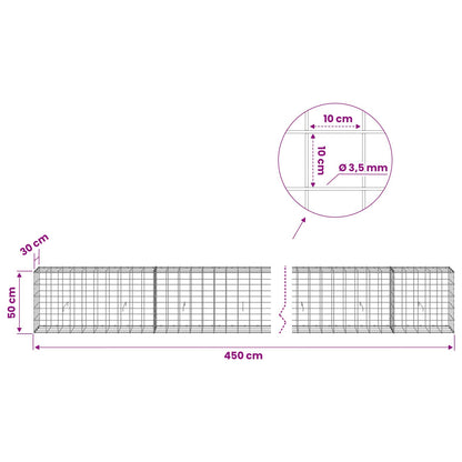Gabion with 3.5 mm Wire and 10x10 cm Mesh 450x30x50 cm