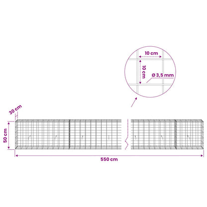 Gabion with 3.5 mm Wire and 10x10 cm Mesh 550x30x50 cm