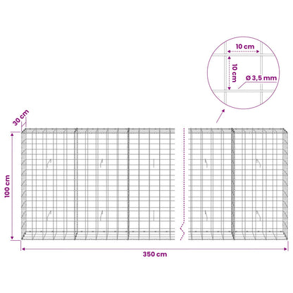 Gabion with 3.5 mm Wire and 10x10 cm Mesh 350x30x100 cm