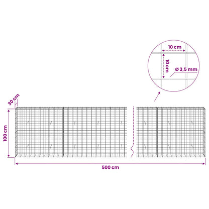 Gabion with 3.5 mm Wire and 10x10 cm Mesh 500x30x100 cm