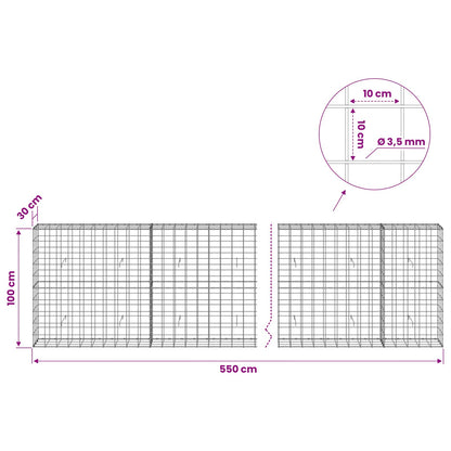 Gabion with 3.5 mm Wire and 10x10 cm Mesh 550x30x100 cm