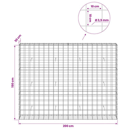 Gabion with 3.5 mm Wire and 10x10 cm Mesh 200x30x150 cm