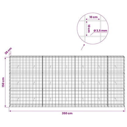 Gabion with 3.5 mm Wire and 10x10 cm Mesh 350x30x150 cm