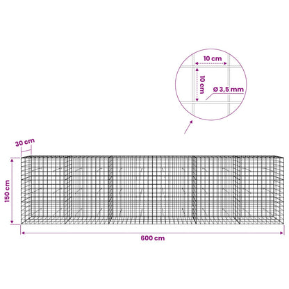 Gabion with 3.5 mm Wire and 10x10 cm Mesh 600x30x150 cm
