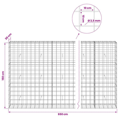 Gabion with 3.5 mm Wire and 10x10 cm Mesh 650x30x150 cm