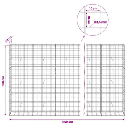 Gabion with 3.5 mm Wire and 10x10 cm Mesh 1150x30x150 cm