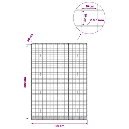 Gabion with 3.5 mm Wire and 10x10 cm Mesh 150x30x200 cm