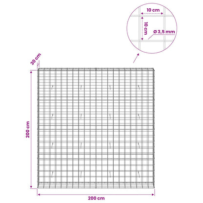 Gabion with 3.5 mm Wire and 10x10 cm Mesh 200x30x200 cm