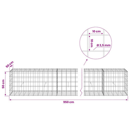 Gabion with 3.5 mm Wire and 10x10 cm Mesh 950x50x50 cm