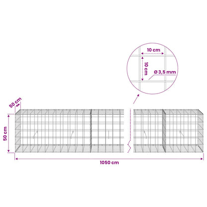 Gabion with 3.5 mm Wire and 10x10 cm Mesh 1050x50x50 cm