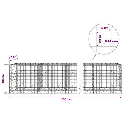 Gabion with 3.5 mm Wire and 10x10 cm Mesh 1100x50x100 cm