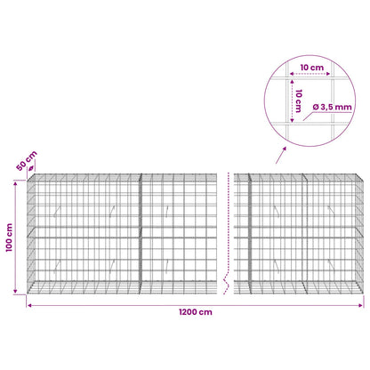 Gabion with 3.5 mm Wire and 10x10 cm Mesh 1200x50x100 cm